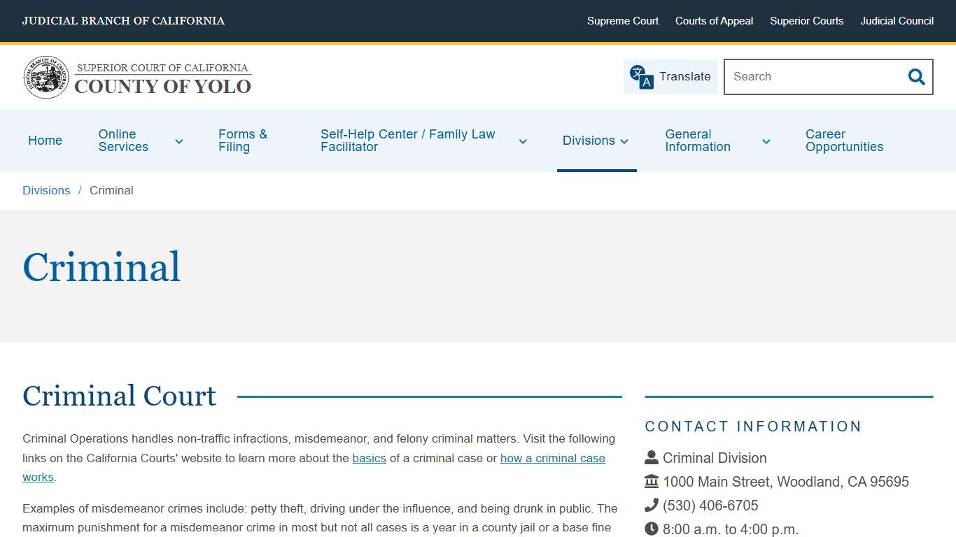 Criminal County of Yolo